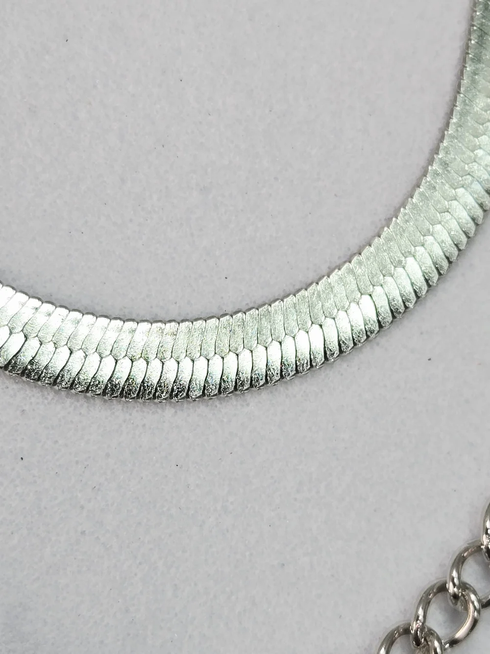 Layered Stack Necklace 3-in-1 Silver Herringbone Curb Rope Chains 15–22